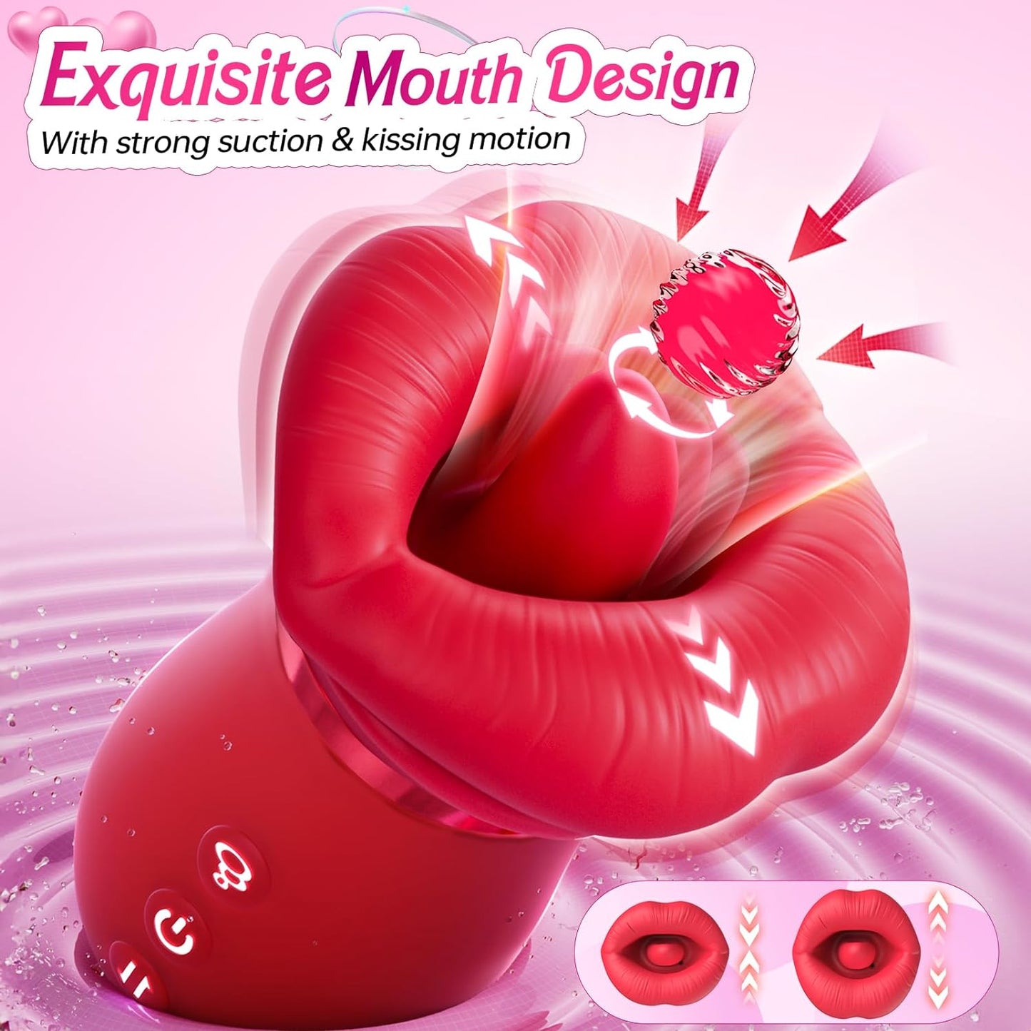 5IN1 Mouth Sucking Vibrator Rose Sex Toy +9 Vibrating 3 Thrusting & Swing Intelligent Heating Realistic Dildo Vibrator 6.3 Inch SET