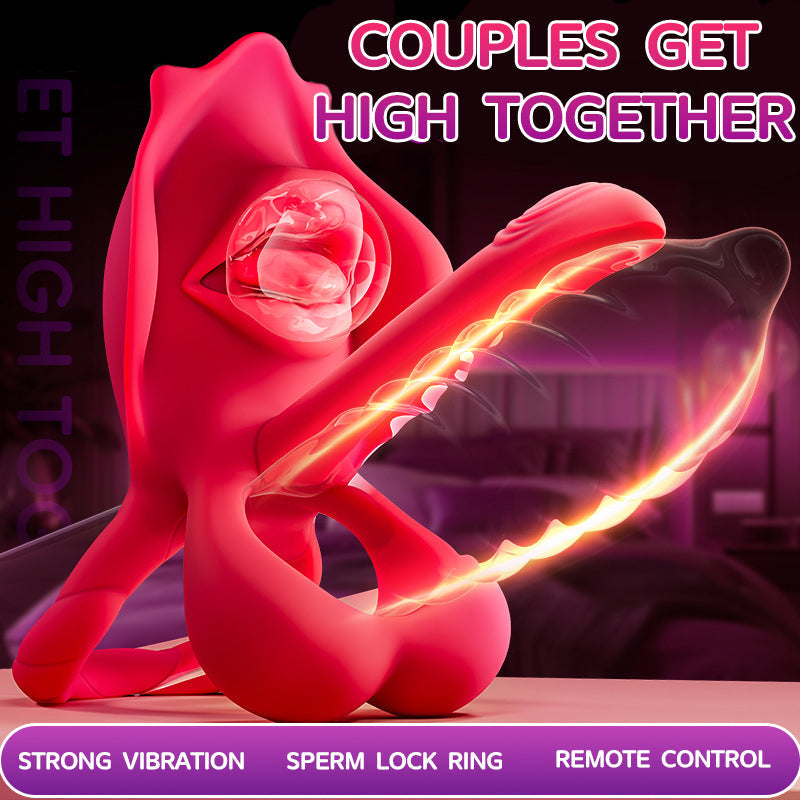 Zoom Realistic Mouth Biting Cock Ring Clitoral Stimulator For Couple Flirting
