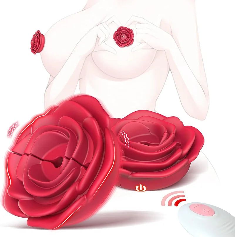MizzZee Rose 9 Vibrations Nipple Clamps with Chain Necklace