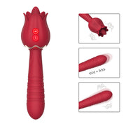 Rose Garden Flower Girl Licking Telescopic Vibrator with Tongue