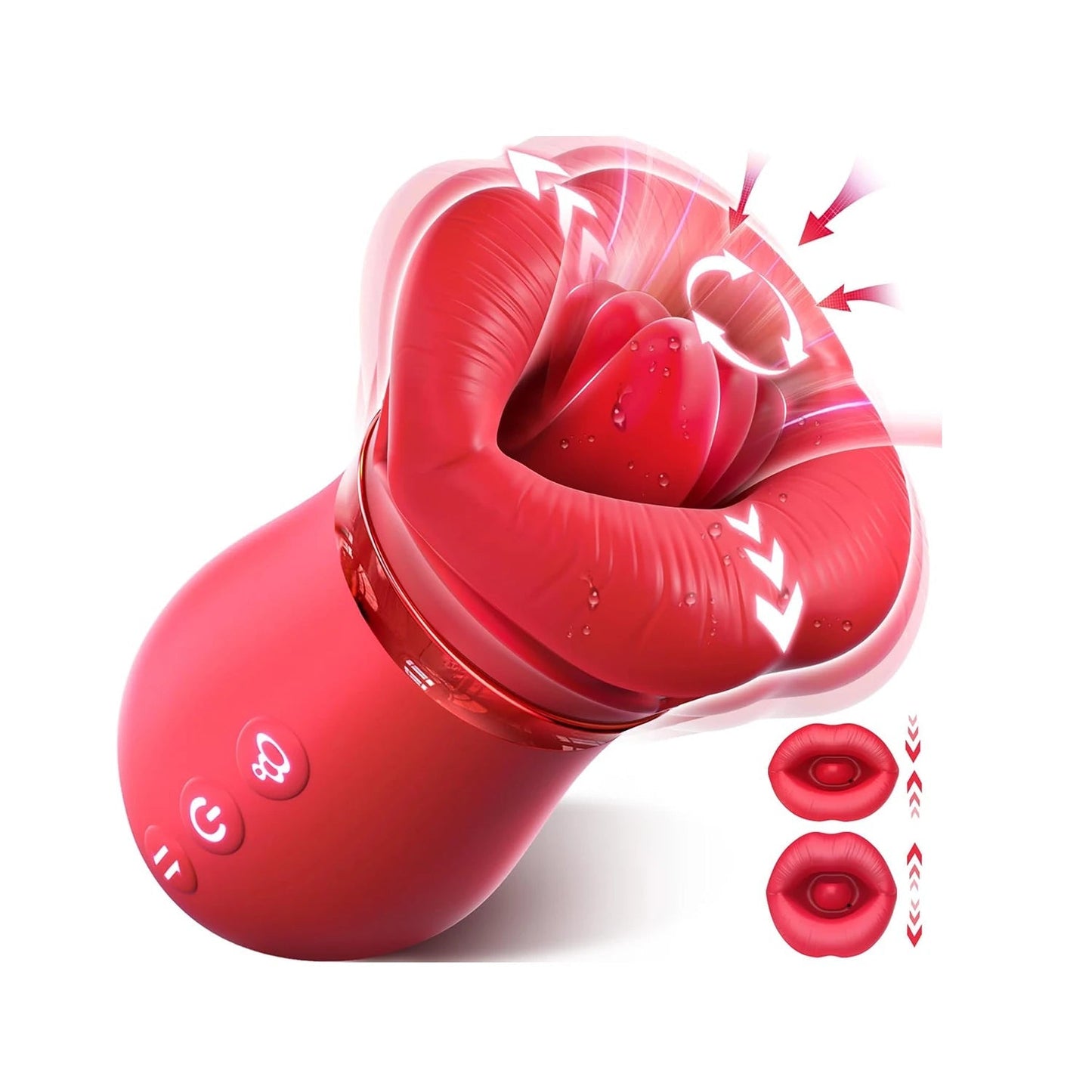 5IN1 Mouth Sucking Vibrator Rose Sex Toy +9 Vibrating 3 Thrusting & Swing Intelligent Heating Realistic Dildo Vibrator 6.3 Inch SET