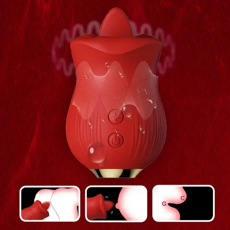Rose Sex Toy Clitoris Stimulation Tongue Cunnilingus Nipple Sucking Sex Toy