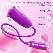 Rose Muncher Rose Kiss Tongue Vibrator With Thrusting Dildo Vibrator