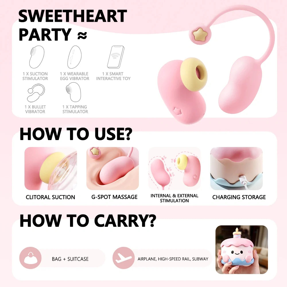 Ankni Sweet Heart Smart Massager | Heart-Shaped App Controlled Mini Vibrator, Type-C Rechargeable, IPX7 Waterproof & Ultra Quiet
