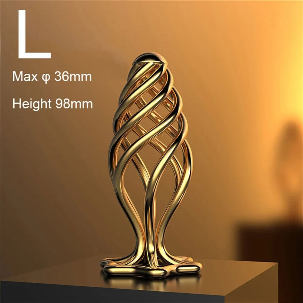 Gold Stainless Steel Hollow Anal Plug For Male And Female Anal Expansion