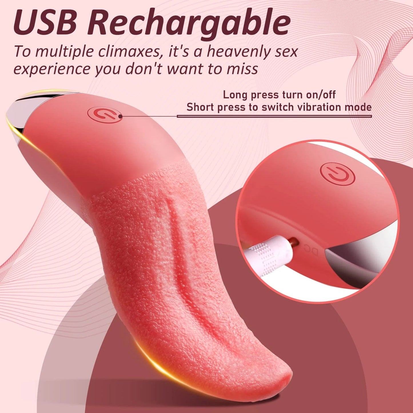 10 Mode Heating Tongue Licking Vibrator Mini G-spot Sex Toys