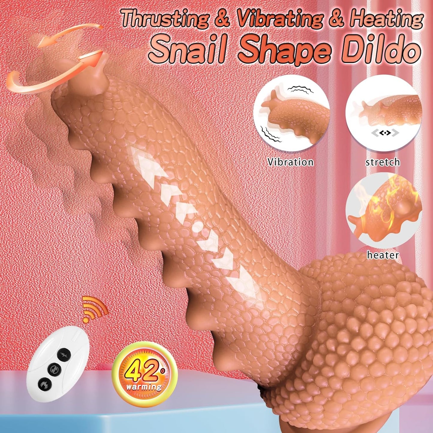 9.06‘’ Thrusting Monster Snail Dildo Vibrator with 3 Thrusting & 9 Vibrating Modes
