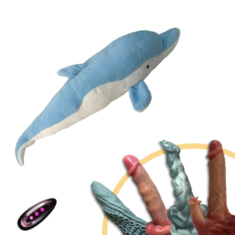 Dolphin Plush Dildo Machine Thrusting Licking Dildo Machine Sex Toy With Remote Control