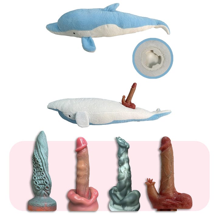 Dolphin Plush Dildo Machine Thrusting Licking Dildo Machine Sex Toy With Remote Control