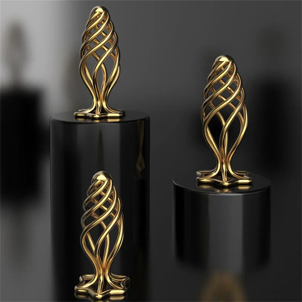 Gold Stainless Steel Hollow Anal Plug For Male And Female Anal Expansion