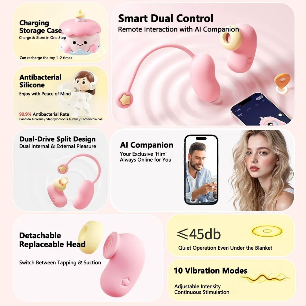 Ankni Sweet Heart Smart Massager | Heart-Shaped App Controlled Mini Vibrator, Type-C Rechargeable, IPX7 Waterproof & Ultra Quiet