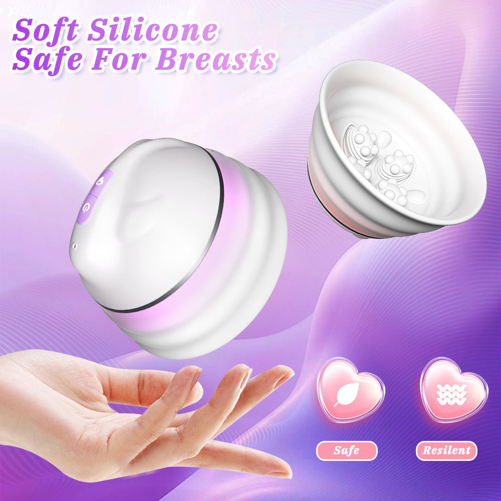 Angel 5 Vacuum Suction 10 Vibration Breast Massagers With Remote