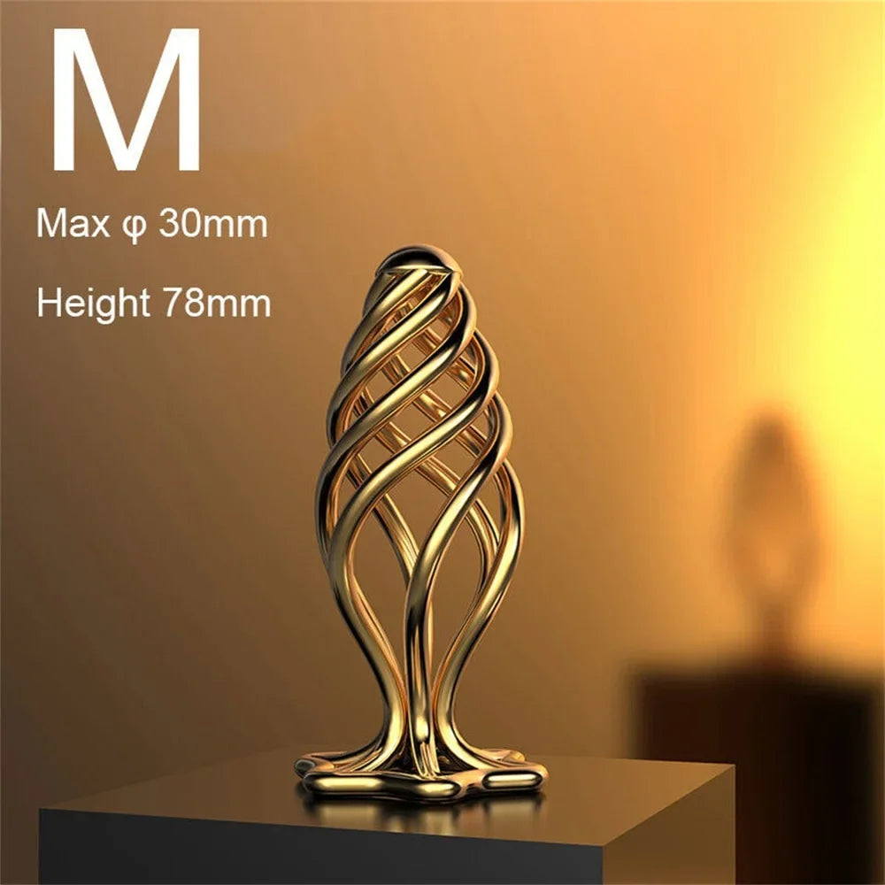 Gold Stainless Steel Hollow Anal Plug For Male And Female Anal Expansion